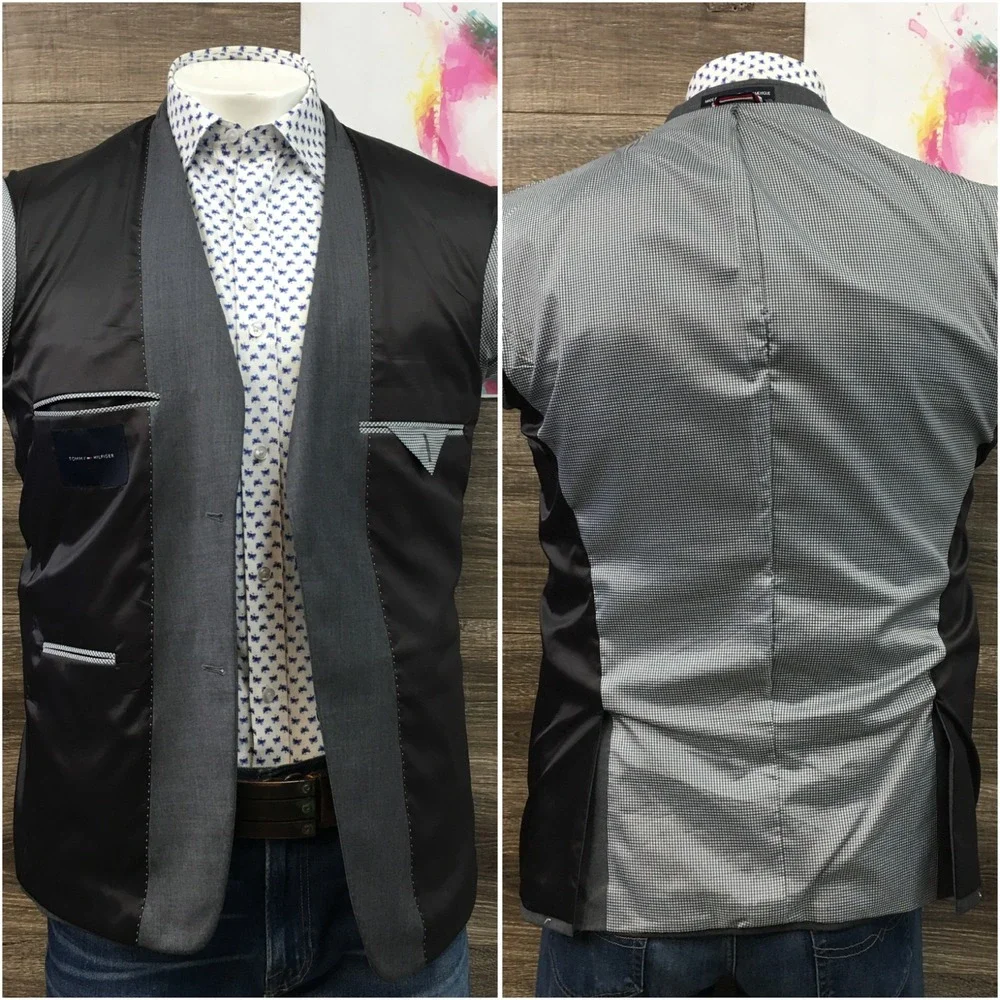 TOMMY HILFIGER Mens‎ Wool Blazer Sport Coat Casual Jacket Size 40R Gray Suit